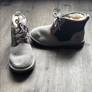 UGG Gray Ankle Boots with Suede Finish and Fleece Lining